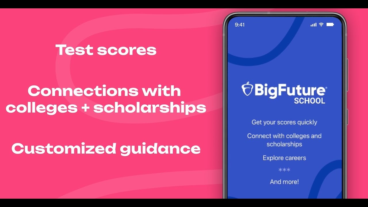 screenshot of BigFuture School app